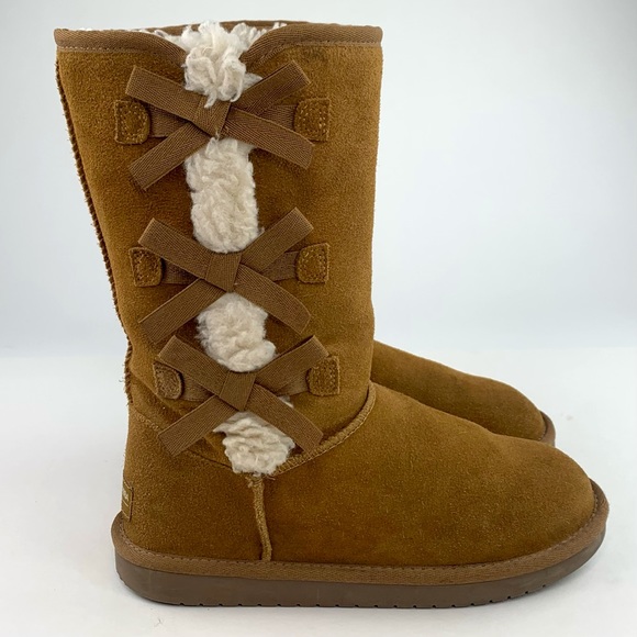 UGG Koolaburra Victoria Boots Bow Sheepskin Sz 5 - Picture 2 of 11